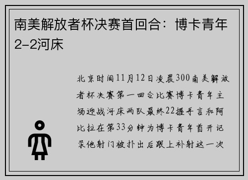 南美解放者杯决赛首回合：博卡青年2-2河床